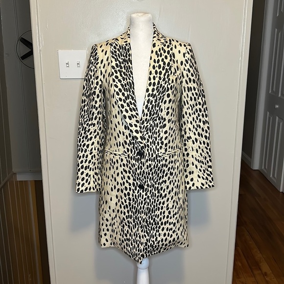 Emerson Fry Wingtip Spotted Snow Leopard Linen Trench Coat NWT Size 00 - Picture 6 of 16